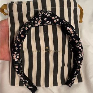 Elle Sadoughi black woven floral headband